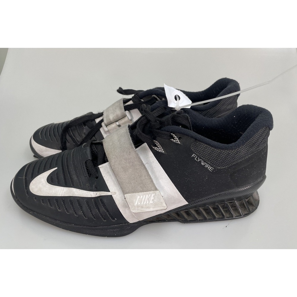 Nike Romaleos 3 Mens Size 9.5 Black White Lace Up Weightlifting Training Shoes